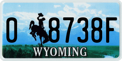WY license plate 08738F