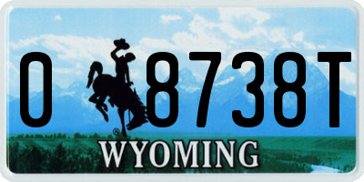 WY license plate 08738T