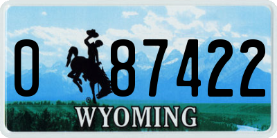 WY license plate 087422