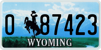 WY license plate 087423
