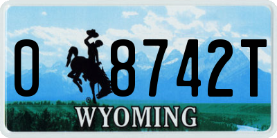 WY license plate 08742T