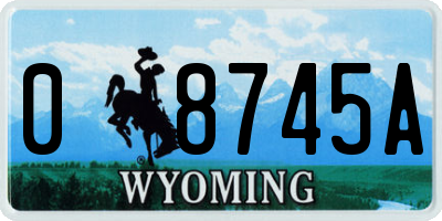 WY license plate 08745A