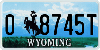 WY license plate 08745T