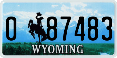 WY license plate 087483