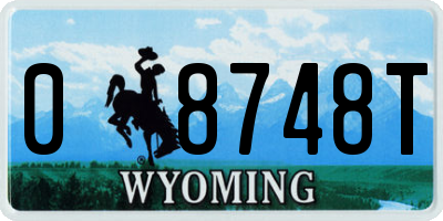 WY license plate 08748T