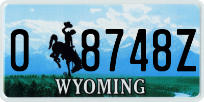 WY license plate 08748Z