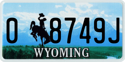 WY license plate 08749J