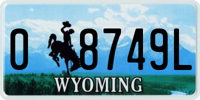 WY license plate 08749L