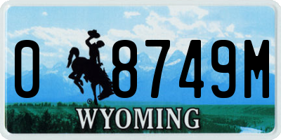 WY license plate 08749M