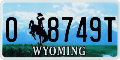 WY license plate 08749T