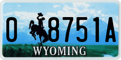 WY license plate 08751A