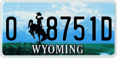 WY license plate 08751D