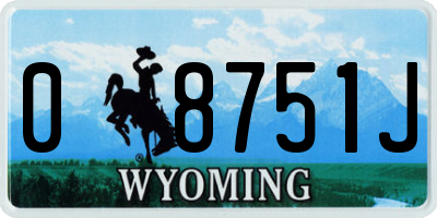 WY license plate 08751J