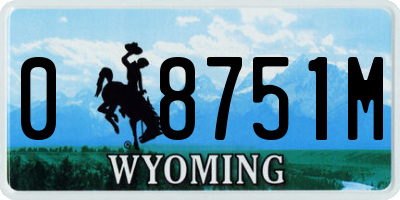 WY license plate 08751M