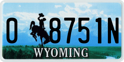 WY license plate 08751N