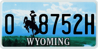 WY license plate 08752H