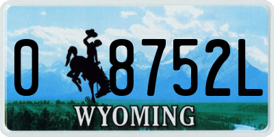 WY license plate 08752L