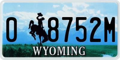 WY license plate 08752M