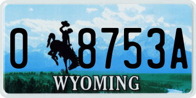 WY license plate 08753A