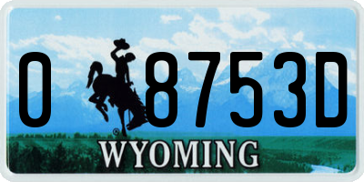 WY license plate 08753D
