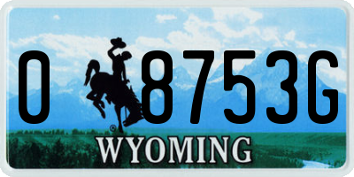 WY license plate 08753G