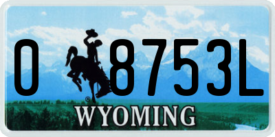 WY license plate 08753L
