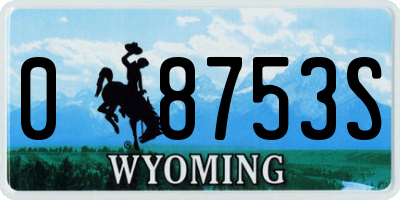 WY license plate 08753S