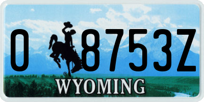 WY license plate 08753Z