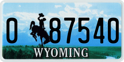 WY license plate 087540