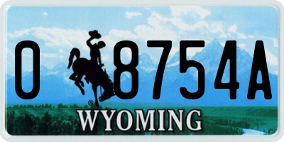 WY license plate 08754A