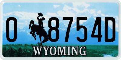 WY license plate 08754D