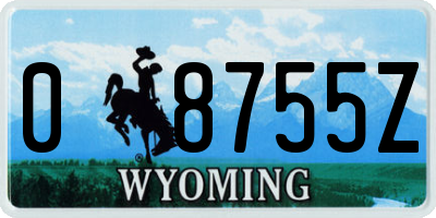 WY license plate 08755Z