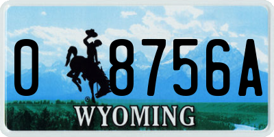 WY license plate 08756A