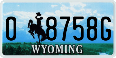 WY license plate 08758G