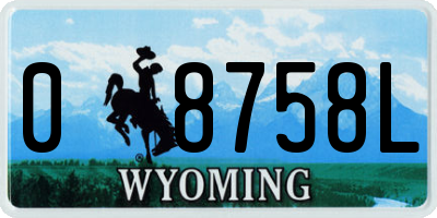 WY license plate 08758L
