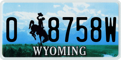 WY license plate 08758W