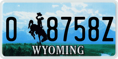 WY license plate 08758Z