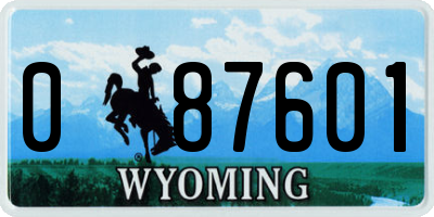 WY license plate 087601