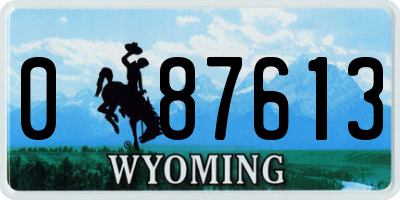 WY license plate 087613
