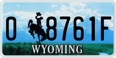 WY license plate 08761F