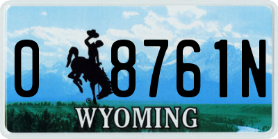 WY license plate 08761N