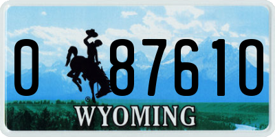 WY license plate 08761O