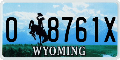 WY license plate 08761X