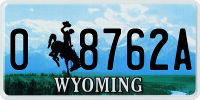 WY license plate 08762A