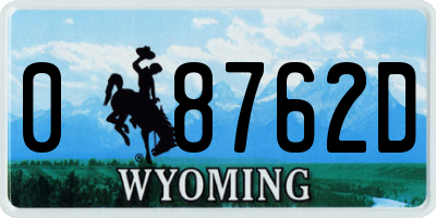 WY license plate 08762D