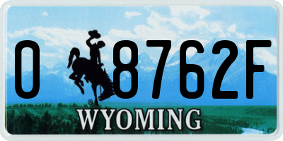 WY license plate 08762F