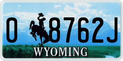 WY license plate 08762J