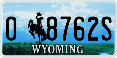 WY license plate 08762S