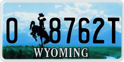 WY license plate 08762T