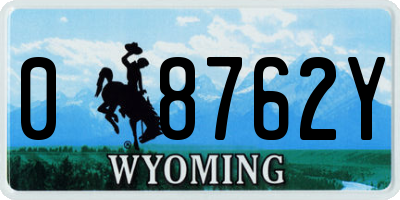 WY license plate 08762Y